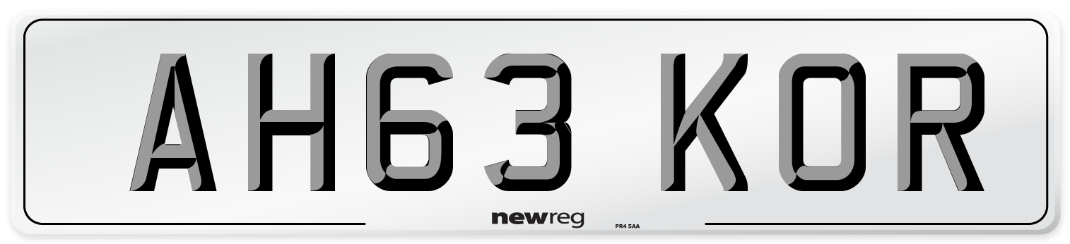 AH63 KOR Number Plate from New Reg